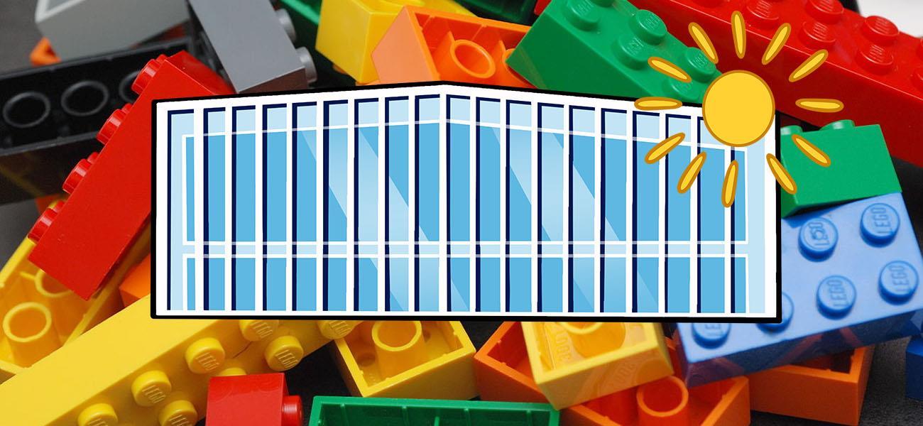 Illustrasjonsbilde. Legobrikker og illustrasjonsbilde av Stormen bibliotek.